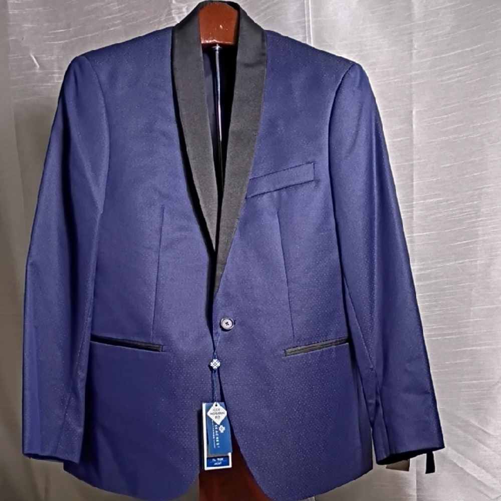 Ryan Seacrest Distinction Navy Tuxedo Jacket with‎ Black Lapel Size 40S